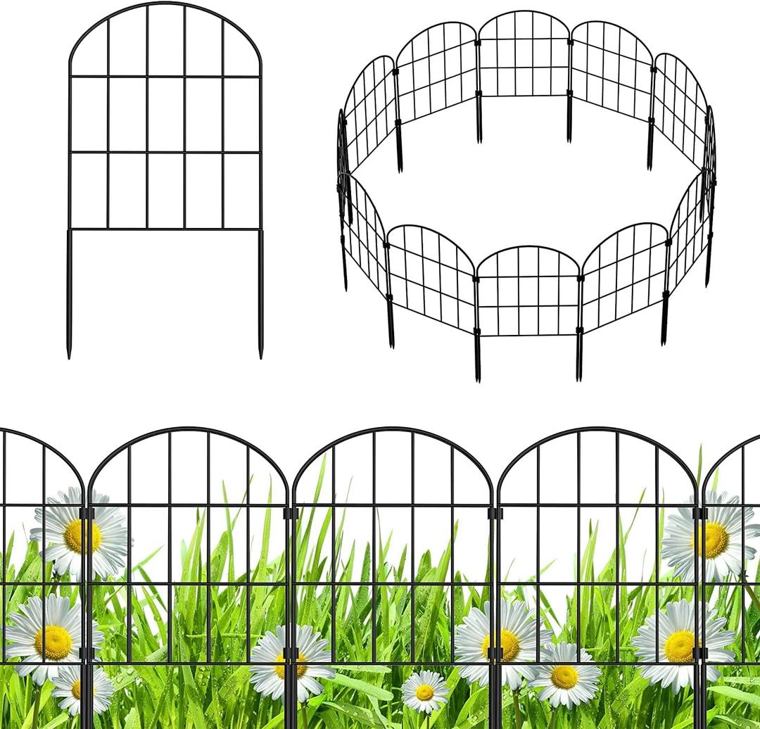 Decorative Garden Fence No Dig Fencing 10 Pack, 11ft (L) x 24in (H) Rustproof Metal Wire Panel Border Animal Barrier,Apply to Dog Fencing Outdoor for The Yard