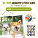 Nobleza Squeaky Tennis Balls for Dogs, 12 Pack 2.5" Floatable, Small Medium Dogs, Training, Natural Rubber, Rainbow