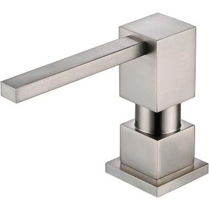 Sink Soap Dispenser for Kitchen Sink Brushed Nickel, All Brass Built-in and Refill from Top Design, Metal Hand Soap & Dish Soap Copper Pump