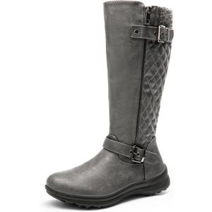 DREAM PAIRS Women's Faux Fur Knee High Boot Round Toe Fall Winter Boots (5.5, Grey)