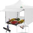 COBIZI 10x10 Pop Up Canopy Tent with Awning & Sidewalls, Heavy Duty Commercial 10X10 Canopy Tents Instant Waterproof, UPF 50+ Sun Shade for Outdoor, Parties, Markets (White)