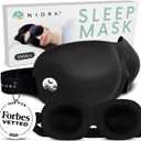 Nidra Contoured Sleep Mask for Men Women  Zero Pressure Fit, Light Blocking Eye Shade for Side Sleeping & Travel  Black, Small Size