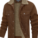 Outdoor Jacket  Men's Corduroy Jacket Sherpa Lined Trucker Jackets Cotton Turn-Down Collar Warm Winter Jacket Casual Coat 5 Pockets, XL