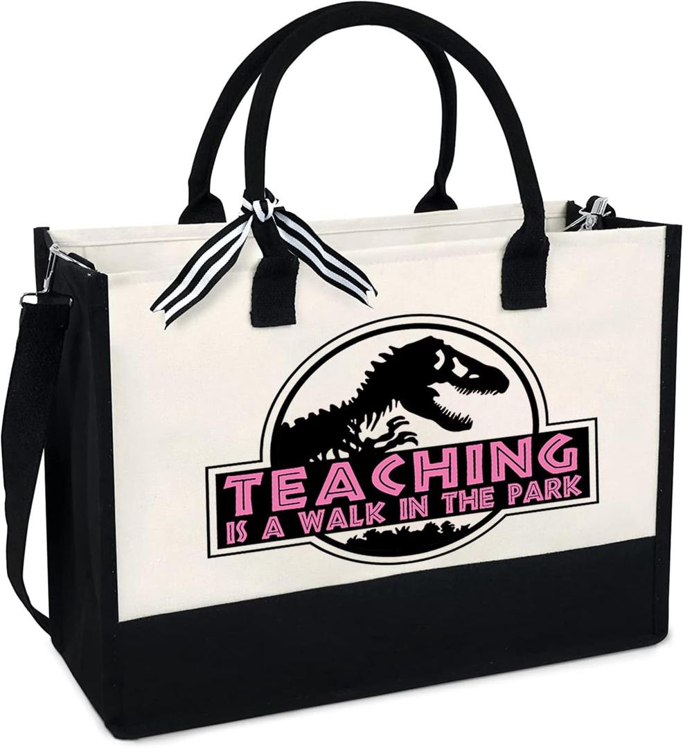 Teacher Gifts, Teacher Appreciation Gifts for Women,Teacher Bag,Teacher Christmas Gift, Teacher Birthday Gift,13oz Canvas Tote Bag With Zipper Pocket