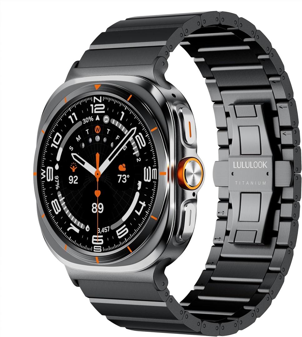 LULULOOK Titanium Band for Samsung Galaxy Watch Ultra 47mm(2024/2025), DLC Coating 24mm Width Replaecment Watch Band for Galaxy Watch Ultra (Black)