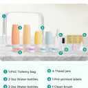 BAGSMART 18 Pack TSA Approved Travel Bottles for Toiletries, Leak Proof Silicone Travel Size Containers Bottles for Shampoo, Purple