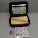 Mexican Train Dominoes Set with 4 Wooden Trays/Racks, Double 12 Dominos Travel Set with 4 Domino Tiles Holders, 91 Tiles Double 12 Colored Dominoes Game Set with Portable Case for Families Kids