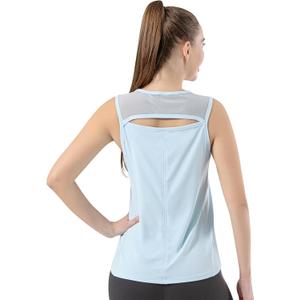 Bezioner Workout Tops for Women Quick Dry Tennis Golf Tank Tops Mesh Open Back Athletic Yoga Running Shirts Sleeveless (Small, Blue)
