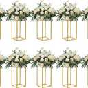 YALLOVE 10-Pack 15.75-Inch Gold Metal Geometric Flower Stands
Table Centerpieces with Clear Acrylic Sheets for Wedding, Bridal Shower, Banquet and Party Decor