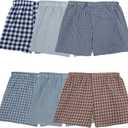 Fruit of the Loom Men's Tag Free Woven Boxer Shorts, Relaxed Fit, Moisture Wicking, Assorted Gingham Stripe - Medium
