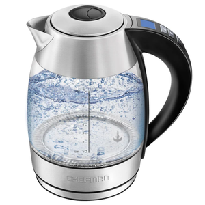 Chefman Electric Kettle with Temperature Control, 5 Presets LED Indicator Lights, Removable Tea Infuser, Glass Tea Kettle & Hot Water Boiler, 360° Swivel Base, BPA Free, Stainless Steel, 1.8 Liters