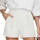 AKEWEI Womens Dressy Shorts High Waisted Wide Leg Dress Shorts for Women Work Summer Beach White M
