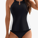 BMJL Womens Tankini Bathing Suits Two Piece Swimsuits Modest High Waisted Bikini Set Sporty Slimming Swimwear, Size Medium