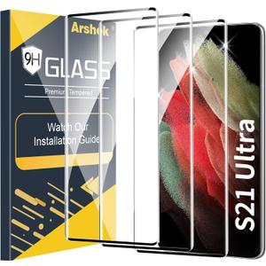 3 Pack Galaxy S21 Ultra Screen Protector Tempered Glass, Ultrasonic Fingerprint Compatible,3D Curved,HD Clear Tempered Glass for Samsung Galaxy S21 Ultra 5G Glass Screen Protector
