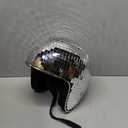 Disco Helmet with Retractable Visor Glitter Mirror Glass Punk Costume Hat for Bar DJ Club Party