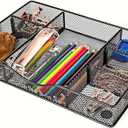 VyGrow Desk Drawer Organizer Tray, Metal Mesh Drawer Organizers Office, 6 Adjustable Compartment, Desk Organizer Tray for Home Office 12.87L x 8.73D x 1.96H inch, Black, 1PC Medium