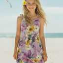 PATPAT Girls Spaghetti Strap Floral Dress Casual Sleeveless Maxi Dresses Kids Summer Beach Sundress 6-14 Years