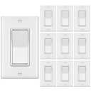 BESTTEN 10 Pack 4-Way Decorator Wall Light Switch with Wall Plate, 15A 120/277V, On/Off Paddle Rocker Interrupter, Self-Grounding, UL Listed, White