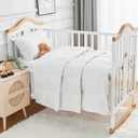 Toddler Goose Down Comforter Lightweight Summer Cooling Baby Duvet Insert, Hypoallergenic 100% Organic Cotton Crib Quilted Washable Nursery Blanket with Corner Tabs, White 47x60 Inches