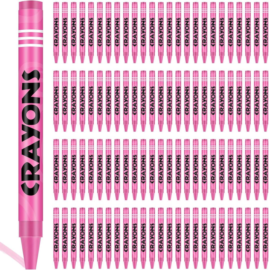 Tenceur 100 Pcs Single Color Crayons Bulk Crayons Coloring Party Favors Pastels Set for Adults Teacher Painting Classrooms Groups Party Art Gifts Supplies(Pink)