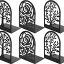 MaxGear Decorative Book Ends, Heavy Duty Bookends for Shelves, Metal Bookend for Heavy Book Supports, Office Bookends Shelf Holder Black 3pair, Non-Skid Book Stoppers 6.89x4.89x3.54 inch