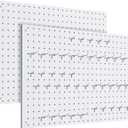 Peg Board, 2 Pack Metal Pegboard Panels White Pegboards Wall Organizer with Frame Large Heavy Duty Peg Board with Hooks for Walls Home, Garage Tool Storage, Office, Craft Room, Kitchen 2416
