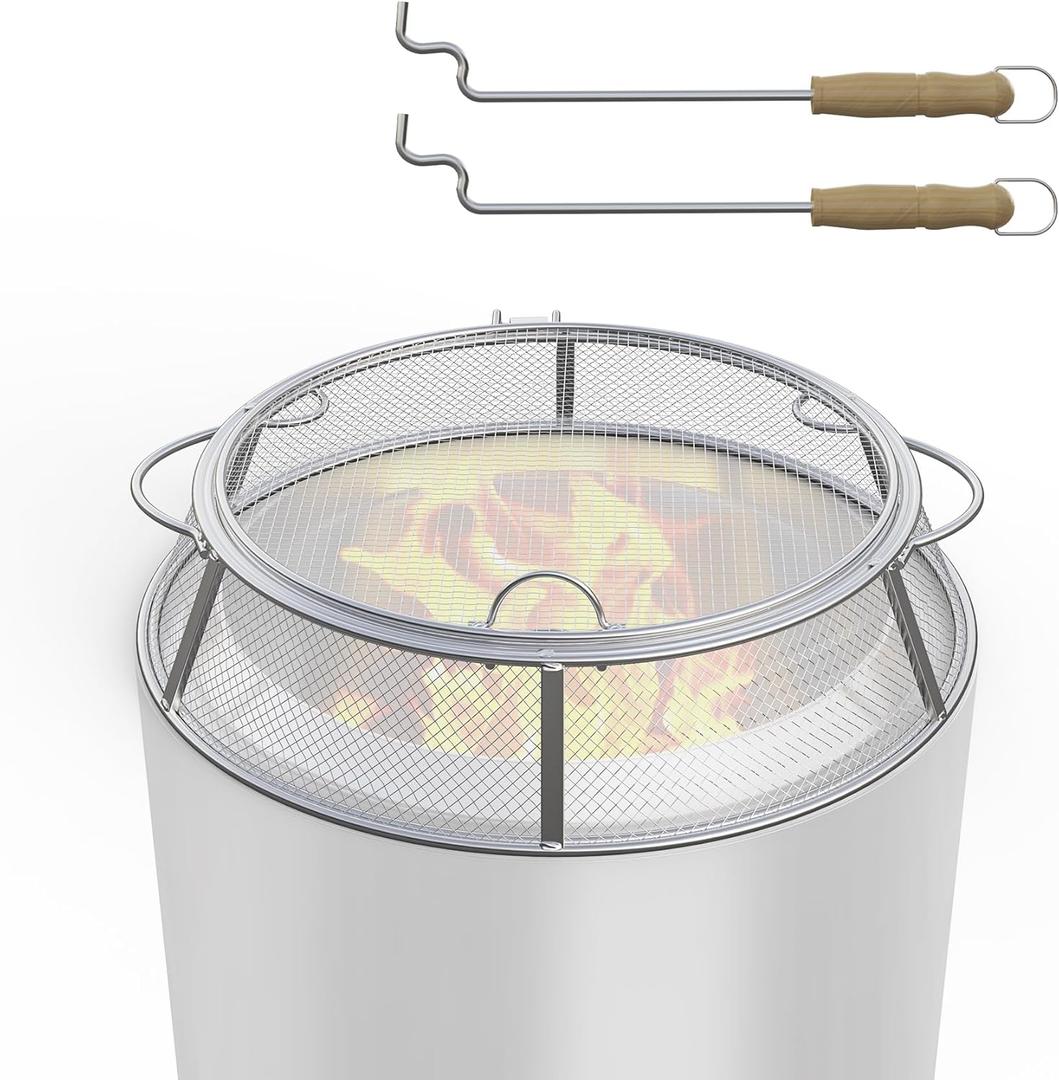 SafBbcue Fire Pit Spark Screen for Solo Stove Ranger Shield Accessories, Stainless Steel Fire Pit Protector Mesh Screen for Solo Stove Ranger Screen Cover, Round Spark Screen with Removal Tools