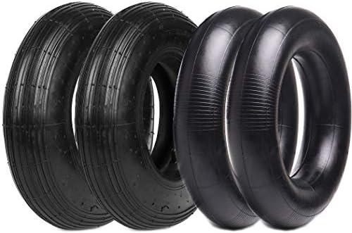 (2-Set) AR-PRO 4.80/4.00-8" Tire and Inner Tube Set - Universal Replacement Tires and Inner Tubes with 15.5" Outer Tire Diameter and 4.80" Tire Width - Fits on Dollies, Trolleys, Wagons, and More