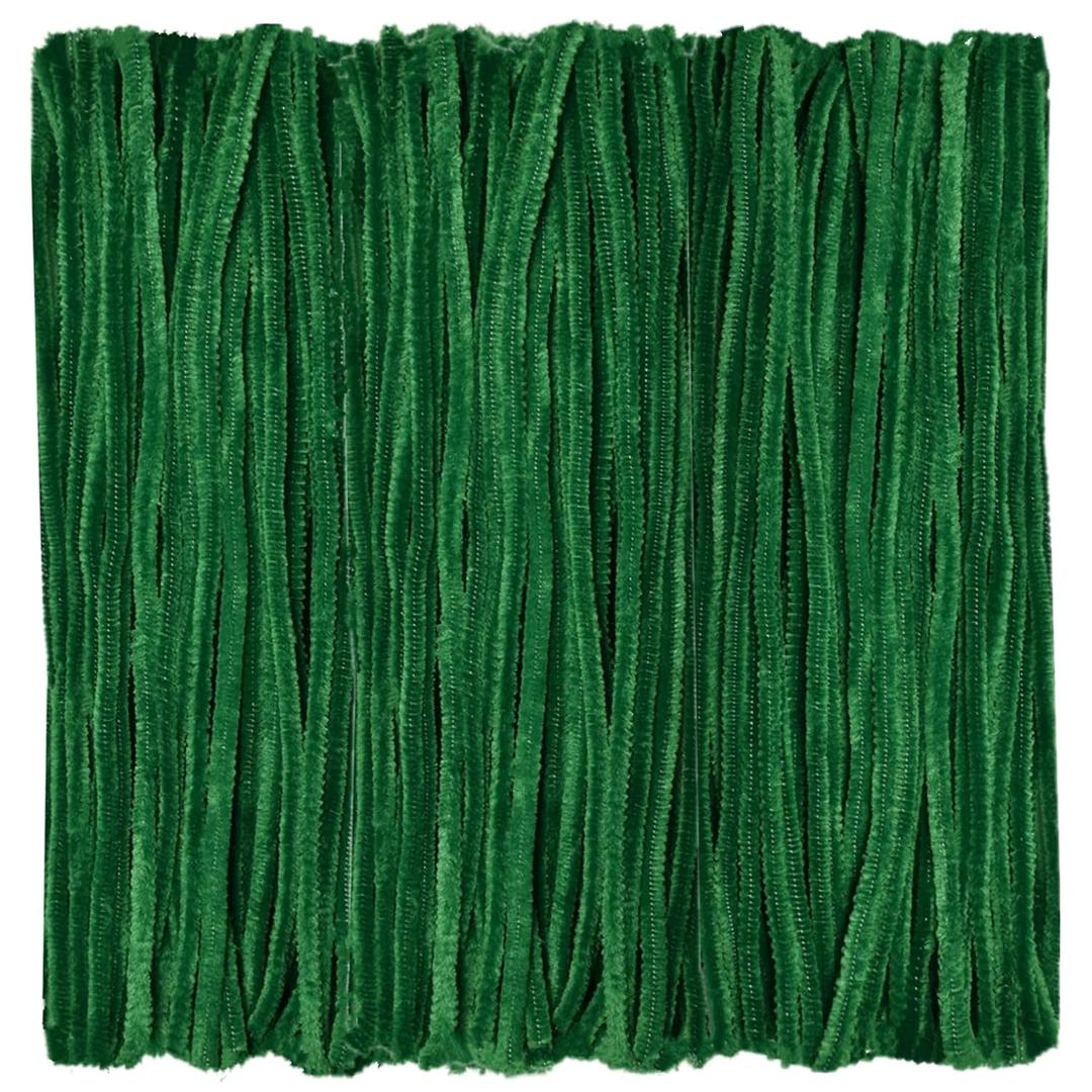 Pipe Cleaners 100 Pieces Chenille Stems Dark Green for DIY Art Decorations Creative Craft (6 mm x 12 Inch)