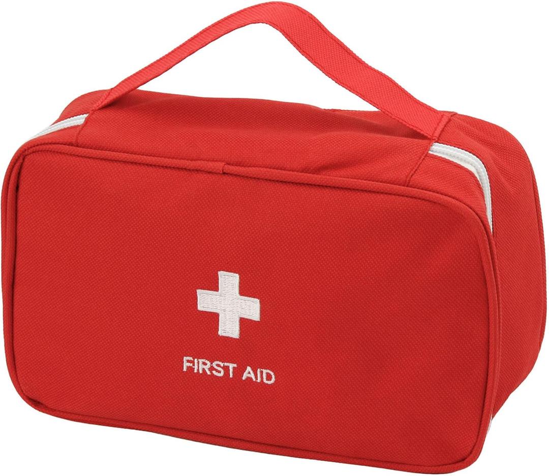 TOPASION Portable Empty First Aid Kit Bag, Travel Medicine Pouch, Small Medical Bag (Red)