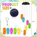 Wonderjune Tropical Beach Themed Slipper Solar Wind Chimes Flip Flop Outdoor Summer Beach Decorations Lights Mobile Wind Chime LED Lights for Garden Patio Yard Porch Hawaii Party Gifts