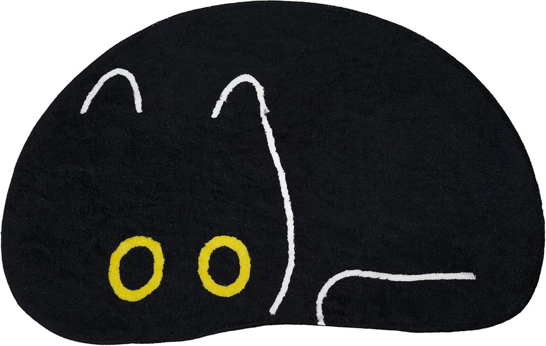 Halloween Black Cat Bath Mats for Bathroom 20x30 Inch Non Slip Washable Black Cat Bathroom Rugs Plush Soft Absorbent Halloween Home Decor Rug (1'8" x 2'6" (Oval))