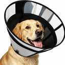 Upgraded Dog Cone Collar for Dogs After Surgery, Soft Transparent Pet Recovery Collar for Dogs, Depth Adjustable Dog Cone Collar, Elizabethan Collar (L, Black)