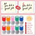 10PCS Round Teacher Stamps for Classroom-No Ink, Self-Inking Rubber Stamp for Grading Homework Behavior Stamp for Office Stationery Cute Encouraging Comments Reward Supplies