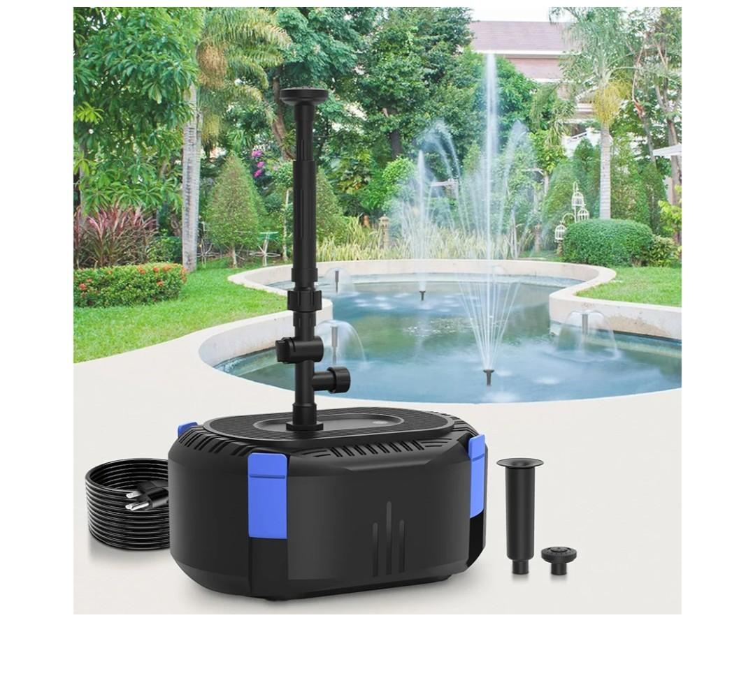 AquaMiracle Pond Filter with Pump Fountain Kits | 550GPH Pond Filter with Pond Pump & Fountain Kit | 3 Spray Patterns | Water Feature | Koi Pond Filters for Outdoor Ponds 350-500 Gal