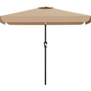 AreShark 6.5 x 10 FT Rectangular Valance Patio Umbrella, Outdoor Umbrella with Tilt and Crank, Market Table Umbrellas W/ 6 Ribs UV Protection for Garden, Deck, Backyard and Pool, Beige