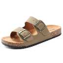GETOEU Women Cork Sandals Adjustable Buckle Strap Cork Footbed Sandal Arch Support Casual Slip‑On Outdoor Slide Sandals, Bronze 40 Size