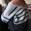 GORGLITTER Women's Oversized Striped Sweater Fuzzy Backless Long Sleeve Crew Neck Pullover (S)