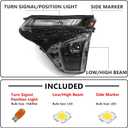 Huray Left Headlight for Chevy Trax LS/1RS 2024 2025 w/o LED DRL LH | Projector Headlamp Assembly OE Factory Head Light Replacement for GM2502552 42907053 Driver Side