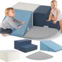 Large 4 Pcs Climbing Toys for Toddlers 1-3 Inside, Oderless & Skin-Friendly Toddler Climbing Toys Indoor, Foam Climbing Blocks for Toddlers with Velcro to Keep Them Together Ideal Gift (Modern)