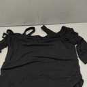 Sexy Cut Out Cold Off Shoulder Tops for Women T-Shirt Distressed Half Sleeve Square Neck Blouse Summer Rock Tee (Large, Black)