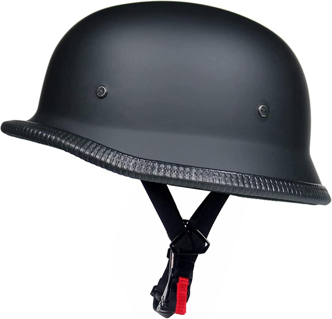 German Style Motorcycle Half Helmet Open Face Adult Men Women DOT Approved Retro Helmet，Matte Black (Middle)