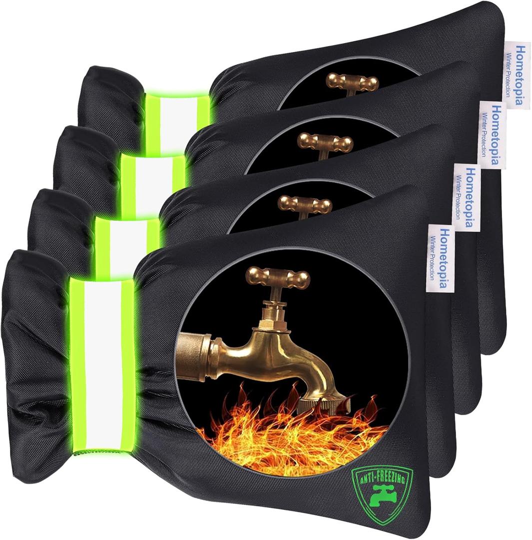 Outdoor Faucet Covers for Winter, 4 Pack Pro 6.7" W x 8.3" H Outdoor Hose Bib Cover for Winter Freeze Protection Outside Spigot Covers Winter insulated Reusable Waterproof backflow Cover,Black