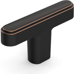 Amerdeco 10 Pack Oil Rubbed Bronze Cabinet Knobs 1.46 Inch(37mm) Single Hole Cabinet Handles Rectangle Drawer Knobs and Pulls for Bathroom Cabinets ZH0065