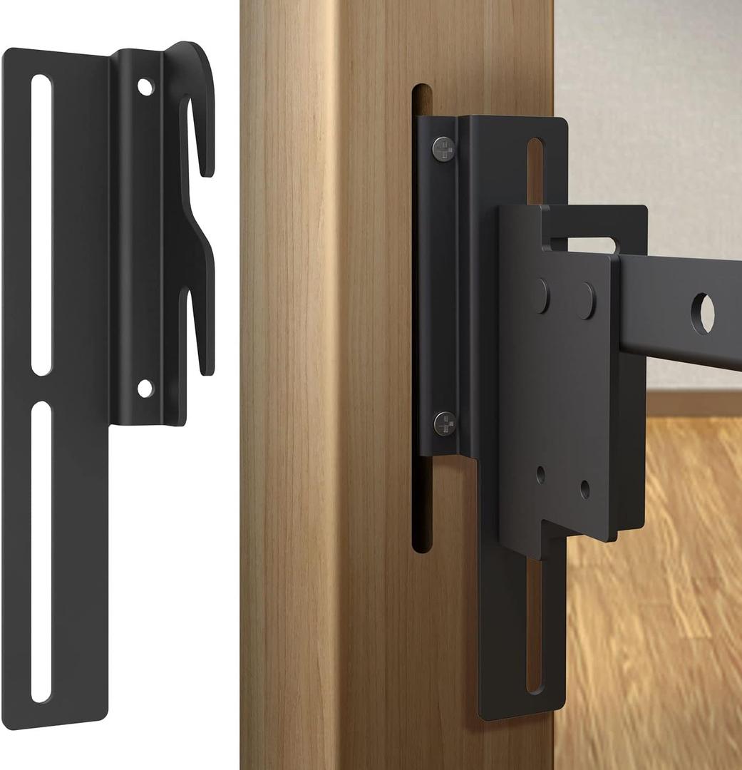 2 Pcs #711 Bed Frame Brackets for Headboard or Footboard, Bolt-On to Hook-On Conversion Brackets Bed Hook Adapter,Headboard Hook Set Extra Heavy Duty, Black
