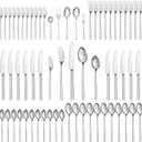 65 Piece Silverware Set with Serving utensils, Flatware Set for 12, 18/10 Stainless Steel Cutlery Set Mirror Polished Modern Design Dishwasher Safe