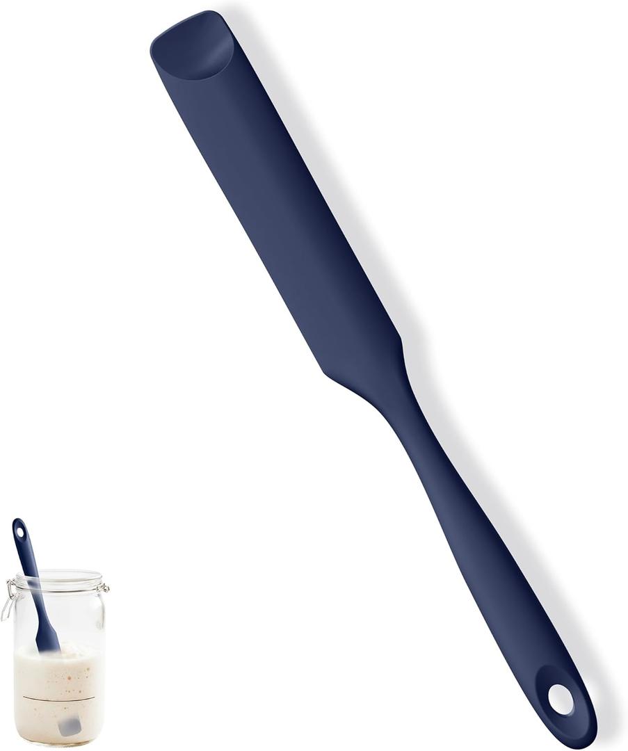 U-Taste Silicone Jar Spatula for Sourdough Starter: Long Skinny Food-Grade Jam Spreader, Sturdy Stirring Stick Bowl Scraper with Flexible Spoon Tip, Mixing Tool, Peanut Butter Knife (Midnight Blue)