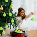 2 x 12Pcs Lime Green Christmas Tree Ornaments Furry Ball 2.4 Inch Pom Pom Party Hanging Decorations Supplies