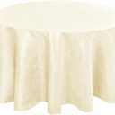 Hiasan Linen Tablecloth 120 Inch Round - Wrinkle and Stain Resistant Washable Polyester Fabric Table Cloth for Dining Room Kitchen Party, Champagne