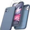 ORNARTO for iPhone 11 Phone Case 6.1 inch, Liquid Silicone Case with 2 Screen Protective, Shockproof and Soft Touch, Full Body for iPhone 11 Case-French Blue
